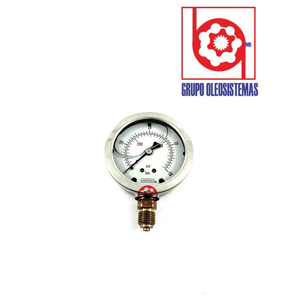 MANOMETRO 0 A 2000 PSI CARATULA 2-1/2'' INFERIOR DE 1/4 NPT