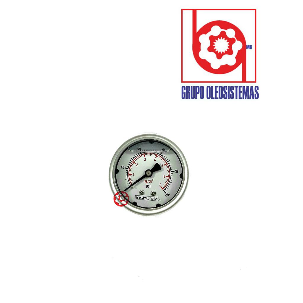 MANOMETRO 0 A 100 PSI CARATULA 2-1/2" POSTERIOR DE 1/4 NPT 
