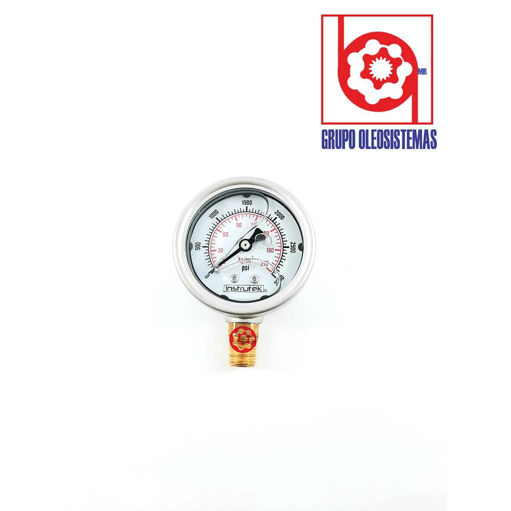 MANOMETRO 0 A 600 PSI CARATULA 2-1/2" INFERIOR DE 1/4 NPT