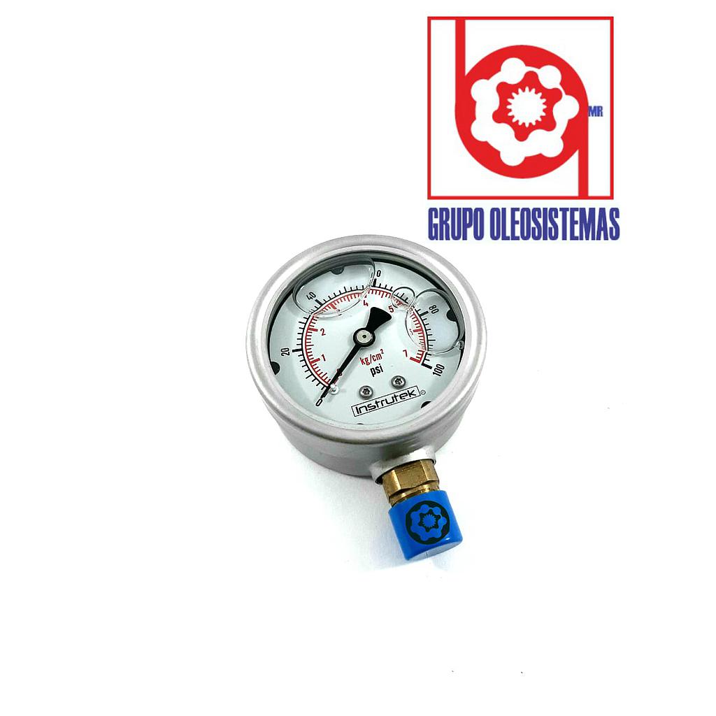 MANOMETRO 0 A 100 PSI CARATULA 2-1/2" INFERIOR
